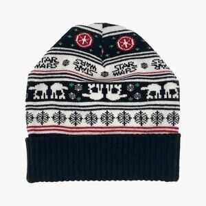 NWOT STAR WARS Christmas Holiday Knit Beanie (Black/White/Red | One Size)